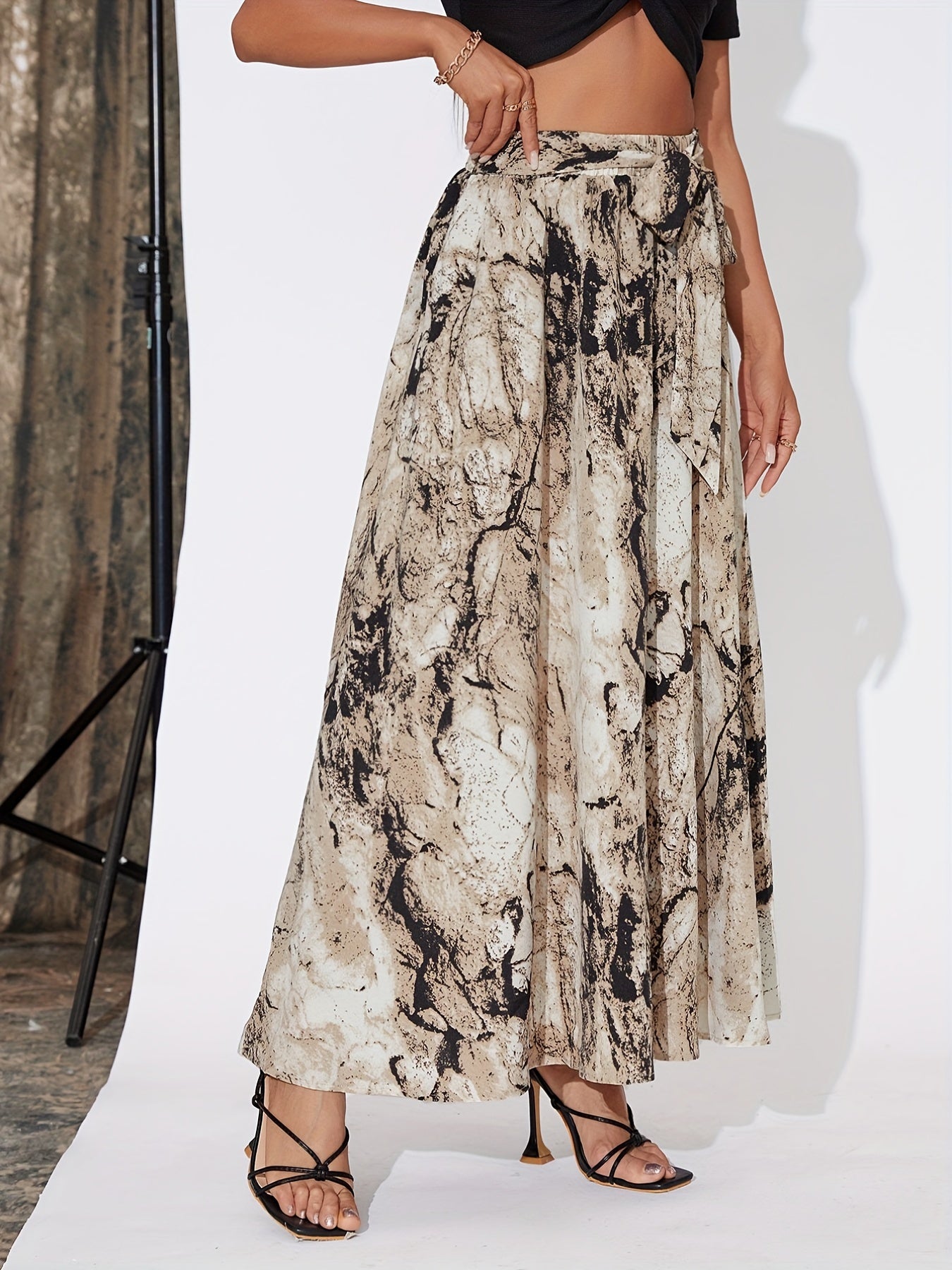 Tied Waist Skirt Casual High Waist Skirt For Spring & Summer