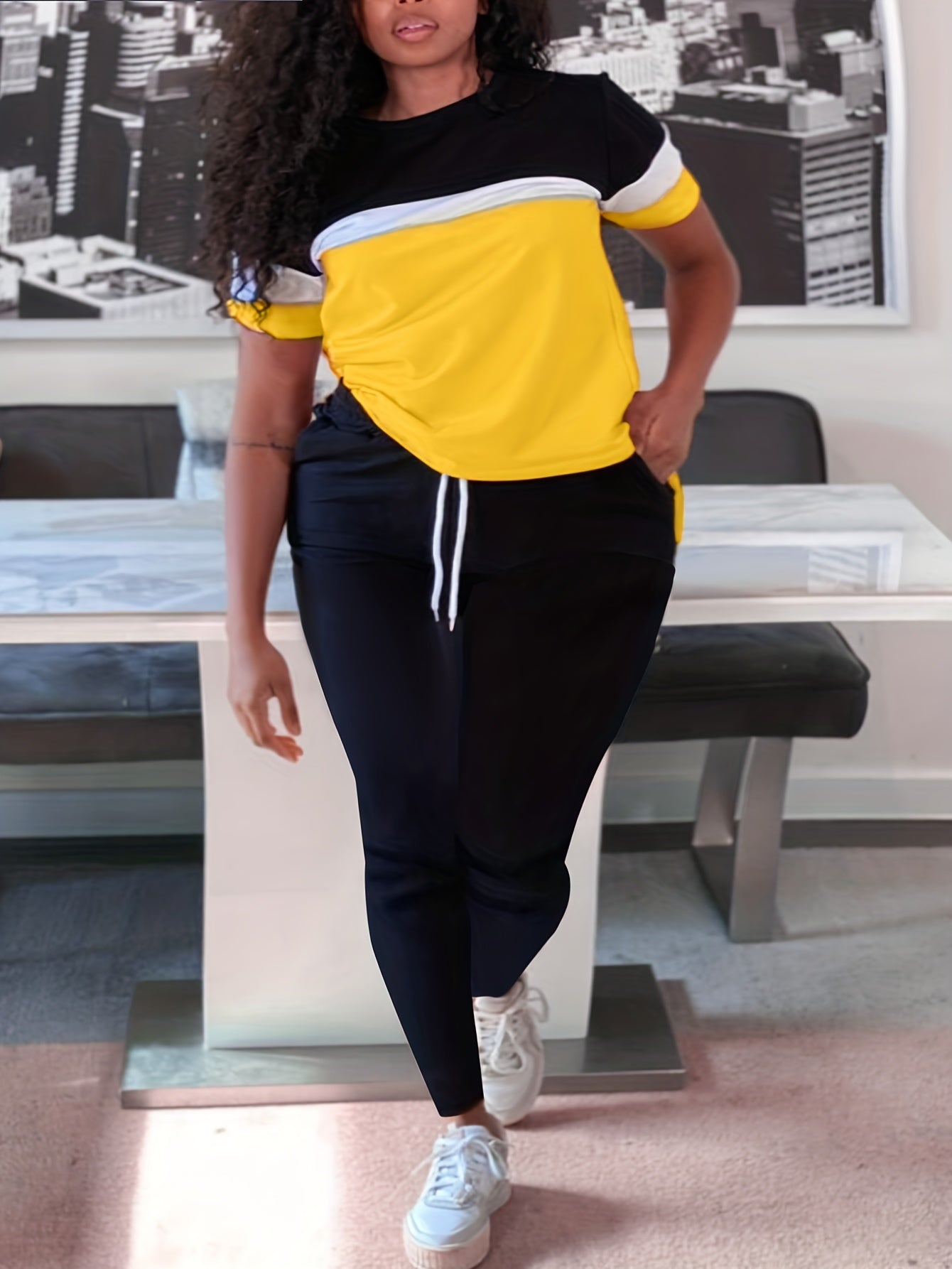Colorblock Top & Pants Set