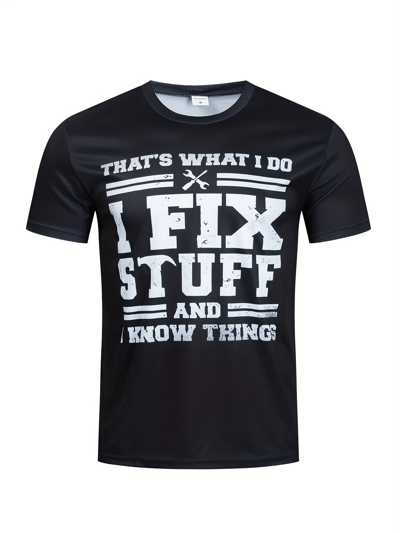 Men's Fix Stuff Print T shirt Active Shorts Set For Fitness