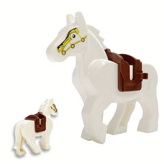 Military Vehicle Building Block Warhorse with Saddle Toy