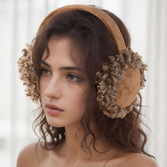 Women's Furry Teddy Bear & Sheepskin Ear Warmers Soft Plush Winter Headband