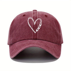 Butterfly Heart Print Baseball Cap Washed Distressed Adjustable Sports Sun Hats