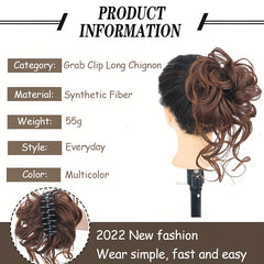 Synthetic Curly Hairpiece Hair Claw Wig Bun Hair Claw Chignon Shark Cla