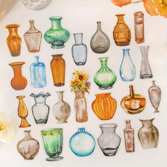 30pcs PET Sticker Vase Special Shaped Journal Decoration Material