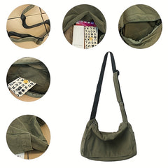 Men's Canvas Messenger Bag Large Capacity Crossbody Bag