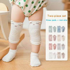 2Pcs Baby Girls Silicone Knee Sleeves & Non-slip Socks Set