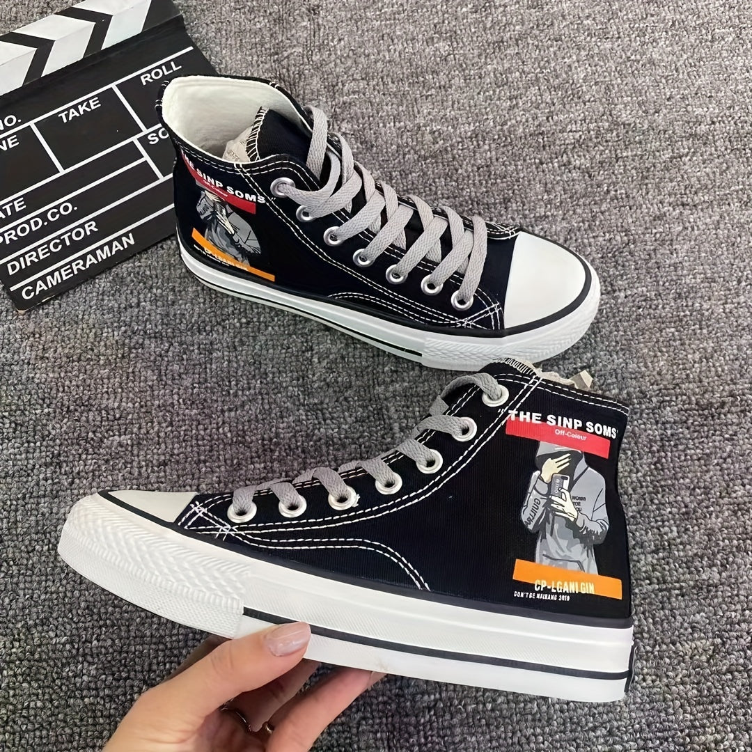 Women's Cartoon Graphic High Top Canvas Sneakers
