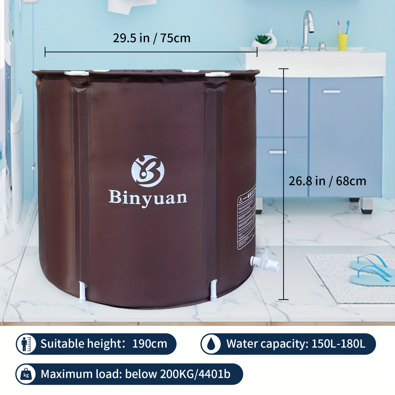 Portable Collapsible Bathtub Large Foldable Ideal For Hot Ice Bath