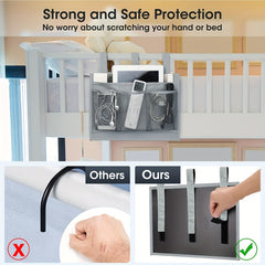 Gray Bedside Caddy for Beds and Dorms