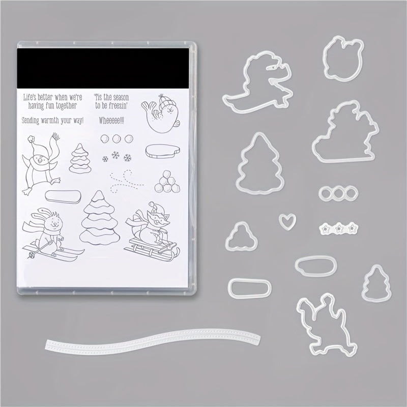 Christmas Animal Party Metal Cutting Dies And Stamps Set