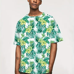 Hawaiian Tropical Leaf Print Tshirt Men's Top Short Sleeve