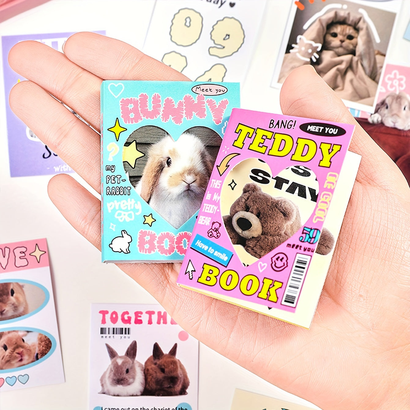 50 Creative Cartoon Cat Rabbit Puppy Bear Pattern Journal Stickers
