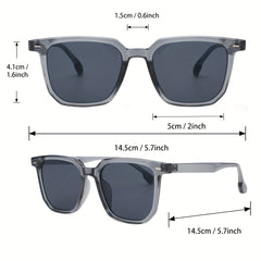 2 Pairs Men's Classic Square Frame Sunglasses with Case
