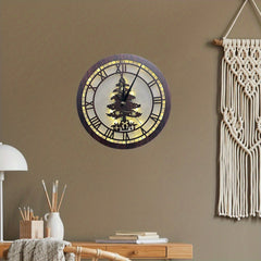 Children's Room Decoration Wall Clock LED Creative Light Retro Wooden Sign