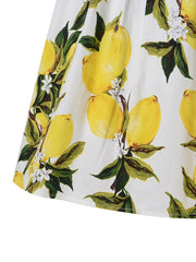 Lemon Print Vintage A-line Skirt Casual Every Skirt Fall & Spring