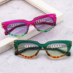 Y2K Cat Eye Sunglasses with Metal Chain Charm UV400