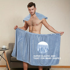 2pcs Men's Microfiber Bath Skirt & Hand Towel Set