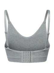 Plus Size Wireless Ribbed Sports Bra - Comfortable Breathable Bralette