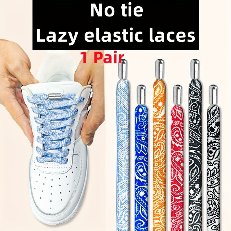 2pcs Colorful No Tie Flat Elastic Shoelaces for Kids & Adults Lazy Shoelaces