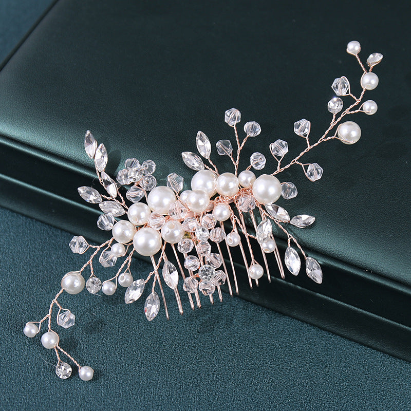 Faux Pearl & Rhinestone Wedding Silvery Hair Comb Bridal Hair Barrette