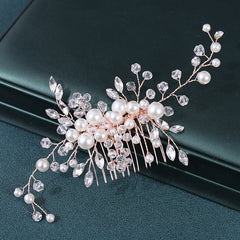 Faux Pearl & Rhinestone Wedding Silvery Hair Comb Bridal Hair Barrette