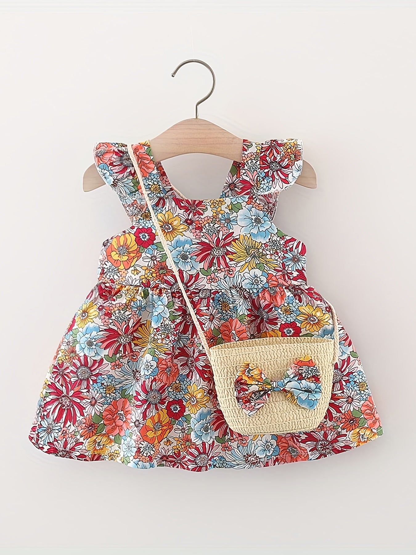 Baby Girl's Floral Cami Dress & Bag Toddler's Casual Outfit