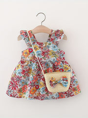 Baby Girl's Floral Cami Dress & Bag Toddler's Casual Outfit