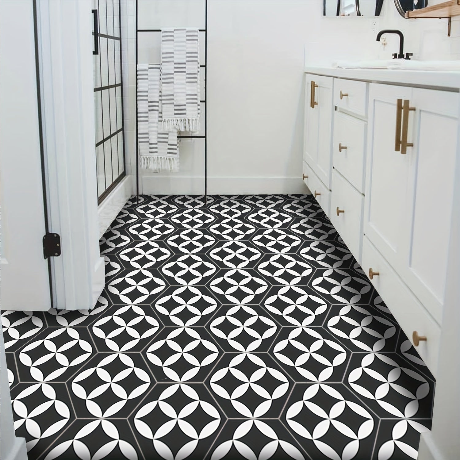 1pc Peel And Stick Floor Tile Hexagonal Vinyl Floor Sticker