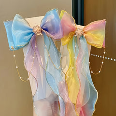 Cartoon Bow Hair Clip Big Ribbon Adult Gradient Braided Hair Extensions Wig