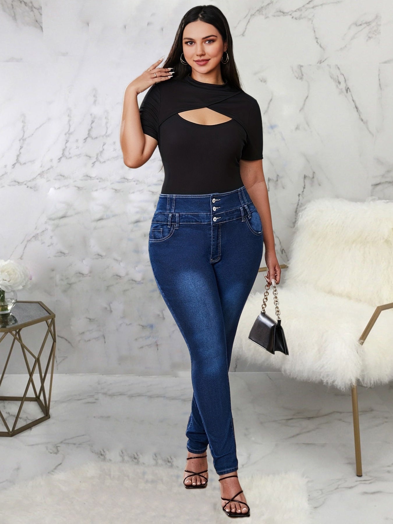 High Rise Skinny Jeans Women's High Stretch Denim Pants