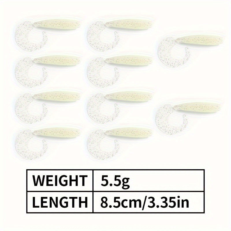 100pcs Bionic Soft Fishing Bait Trout Bass Paddle Tail Twister Tail Soft