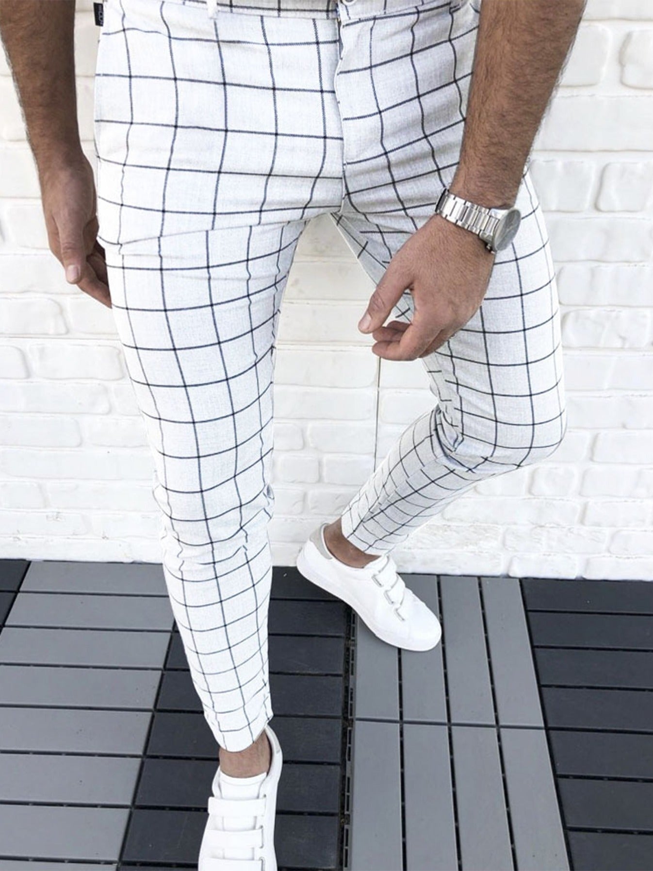 Men's Checkered Slim Fit Pants