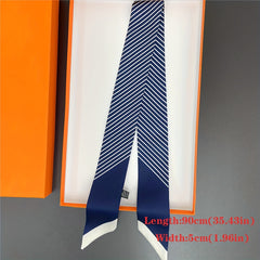 Striped Skinny Scarf Ribbon Neckerchief Twilly Scarf