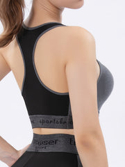 Colorblock Letter Print Sports Bra Women's Lingerie