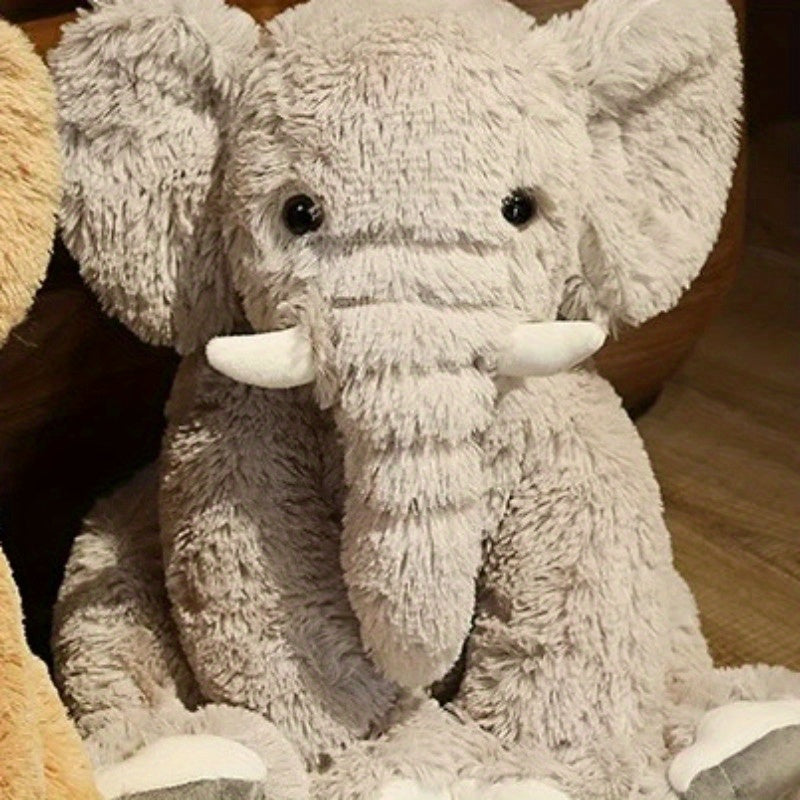 Soft Plush Elephant Toy Beige & Stuffed Animal for Kids' Room Decor or Gift