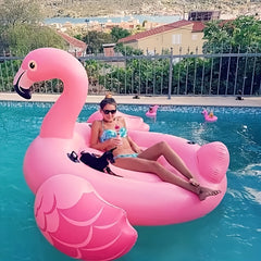 Flamingo Swim Ring with Handles Durable PVC Lightweight for Beach & Pool Parties