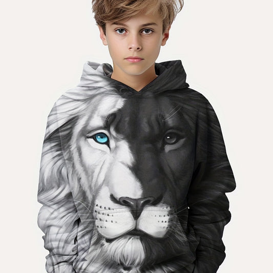 Lion 3D Print Boys Hoodie Pullover