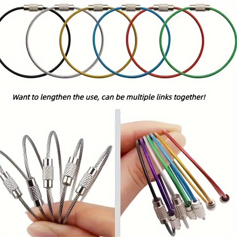 7pcs Outdoor Climbing Keychain Luggage Tag Rubber Steel Wire Loop