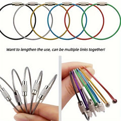 7pcs Outdoor Climbing Keychain Luggage Tag Rubber Steel Wire Loop