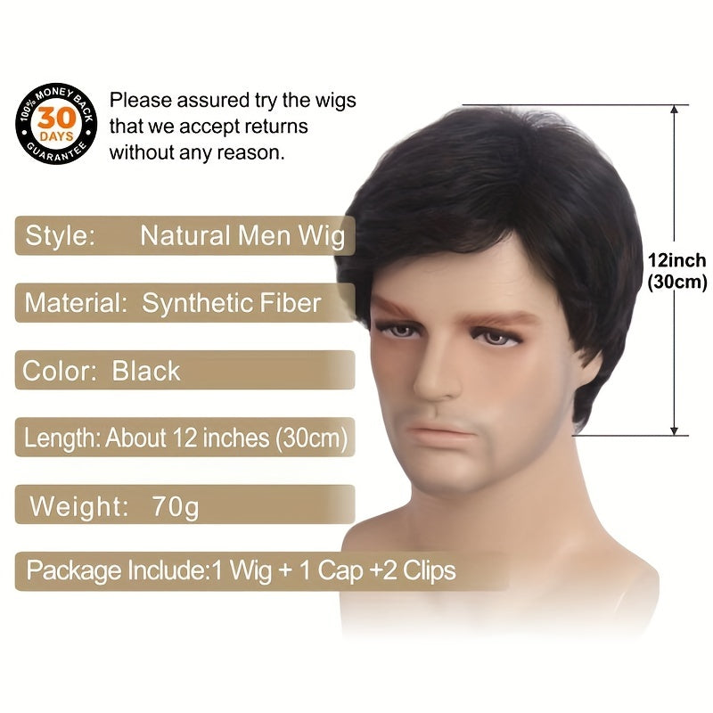 Men's Short Wig Straight Synthetic Wigs Layered Wavy Halloween Cosplay