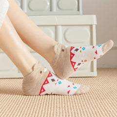 Cartoon Animal Print Socks & Low Cut Ankle Socks Women's Stockings
