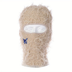 Unisex Thermal 1 Hole Winter Balaclava Hat With Embroidered Butterfly