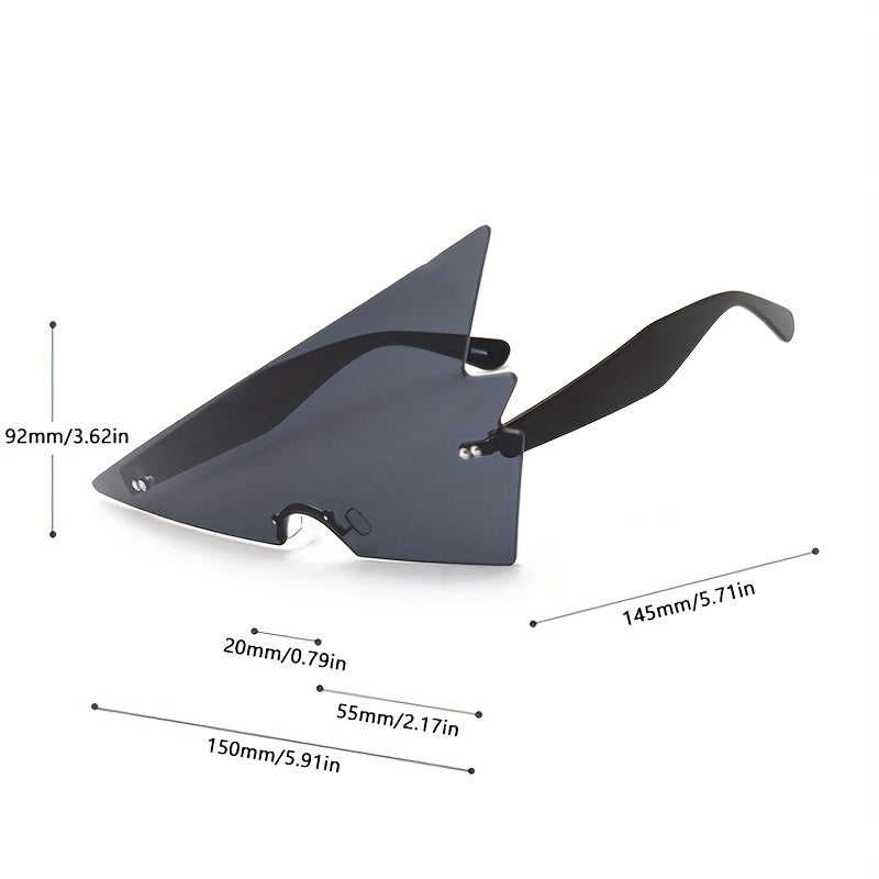 Y2K Rimless Triangle Sunglasses Candy One piece Beach Party Glasses UV400