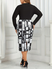 Women's Long Sleeve V Neck Bodycon Dress
