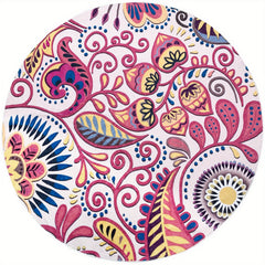 Large Circle Rug Paisley Floral Rugs Machine Washable Low Pile Floor Mat