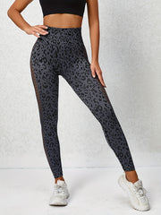 Leopard Print Hollow Leggings High Waist Yoga Pants Women's Activewear