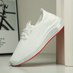 Women's Breathable Knit Sneakers Lightweight Low Top Lace Up Shoes