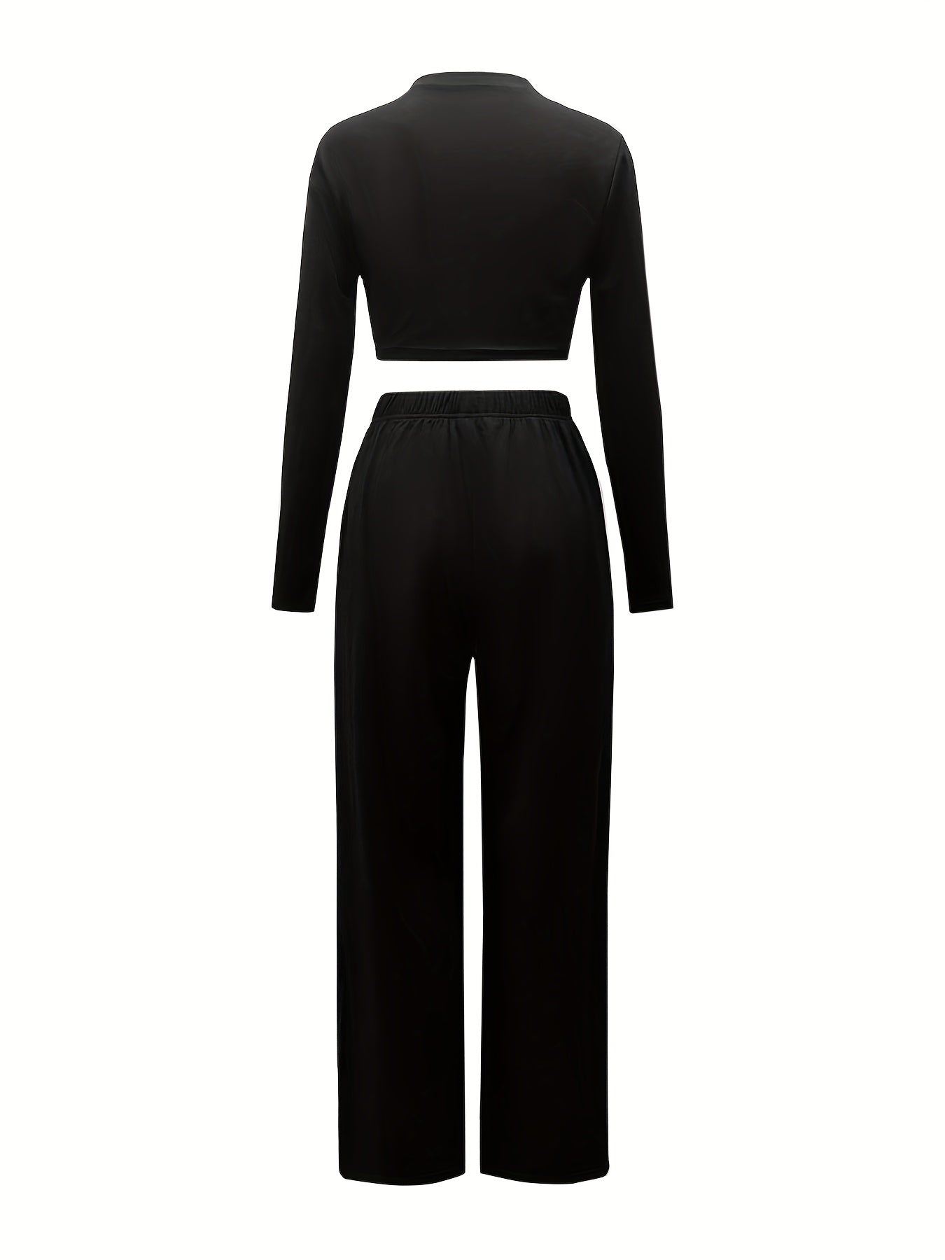 Casual Two-piece Set Long Sleeve Slim Crop Top & Pants