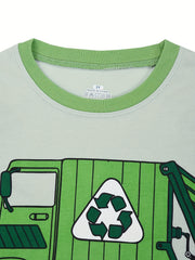 Truck Print 2pc Pajama Set Long Sleeve Top & Pants