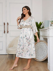 Nightdress Women's Floral Print Sleeved Sleep Dress